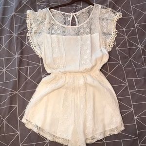 Cream lace romper